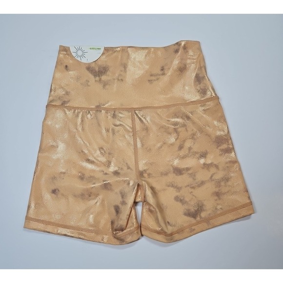 OFFLINE by Aerie Womens Real Me Metallic Orange Athletic Shorts Size Small NWT - Picture 2 of 9